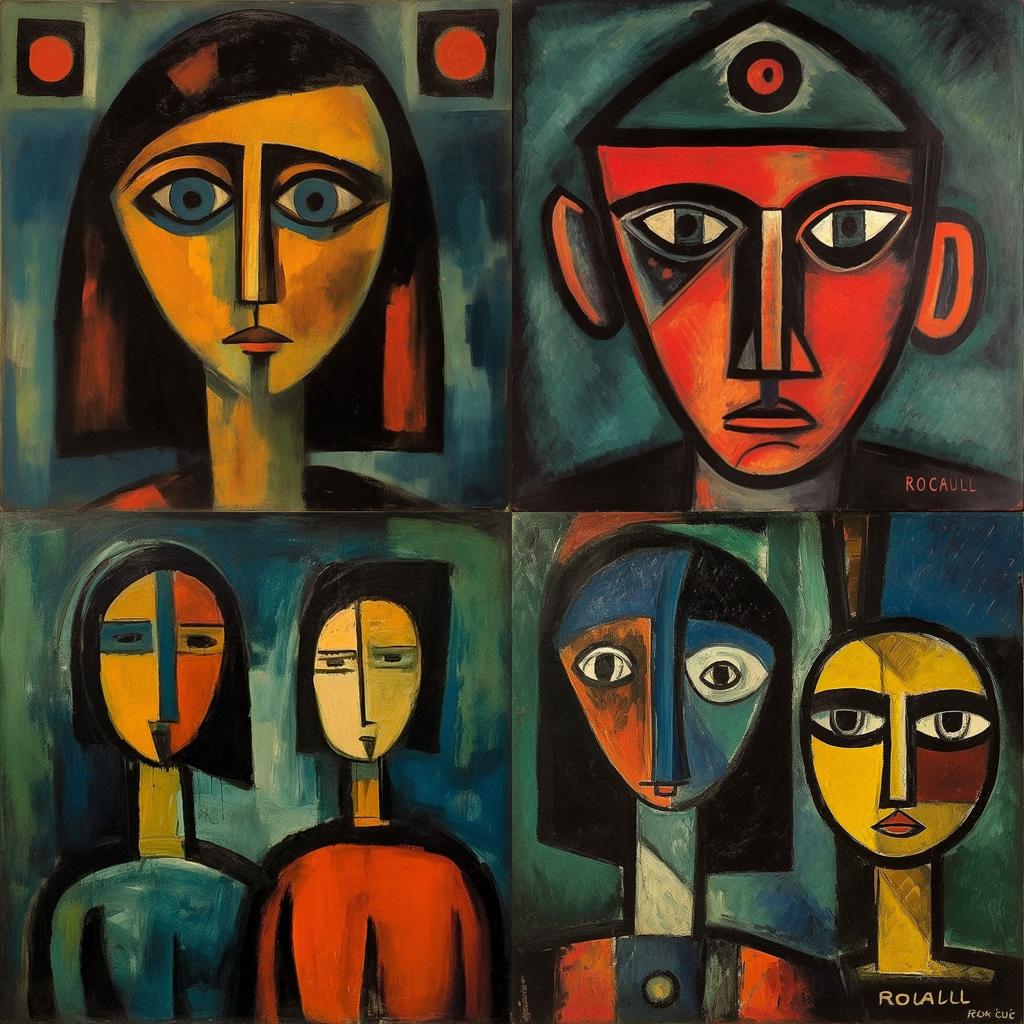 George Rouault style, Midjourney V5.1, render 1 of 4