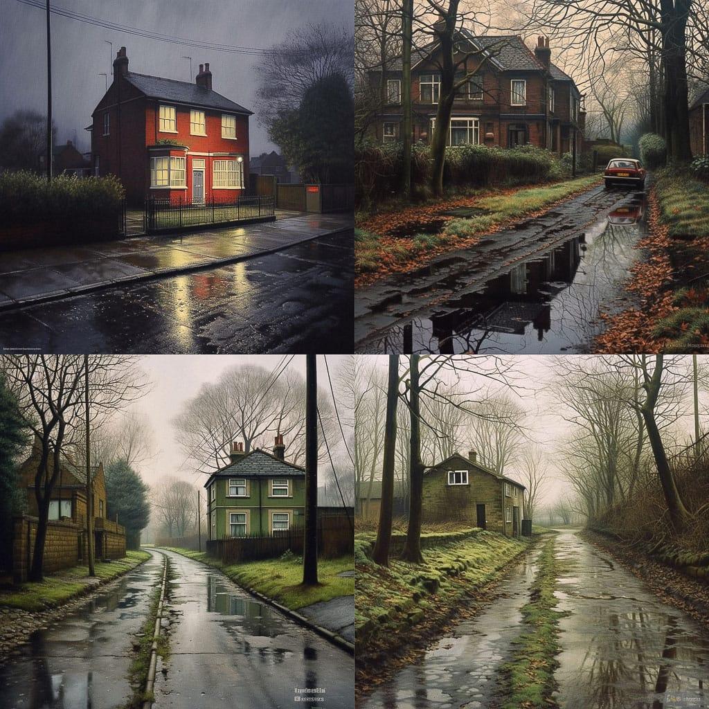 George Shaw style, Midjourney V5.1, render 1 of 4