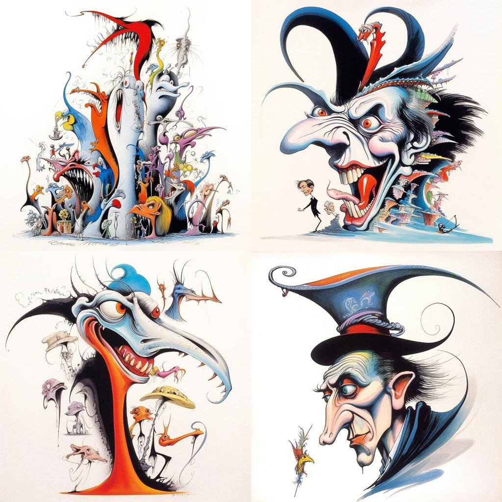 Gerald Scarfe style, Midjourney V5.1, render 1 of 4