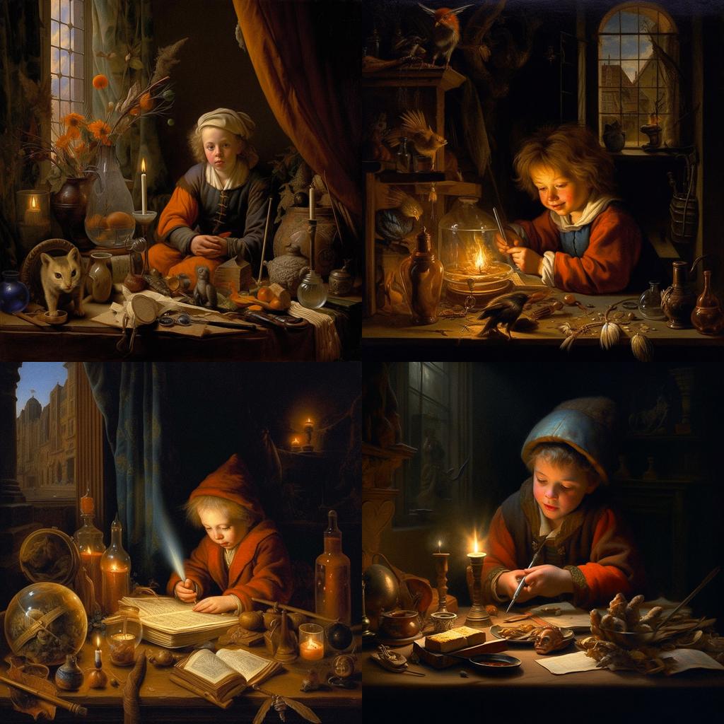 Gerrit Dou style, Midjourney V5.1, render 1 of 4