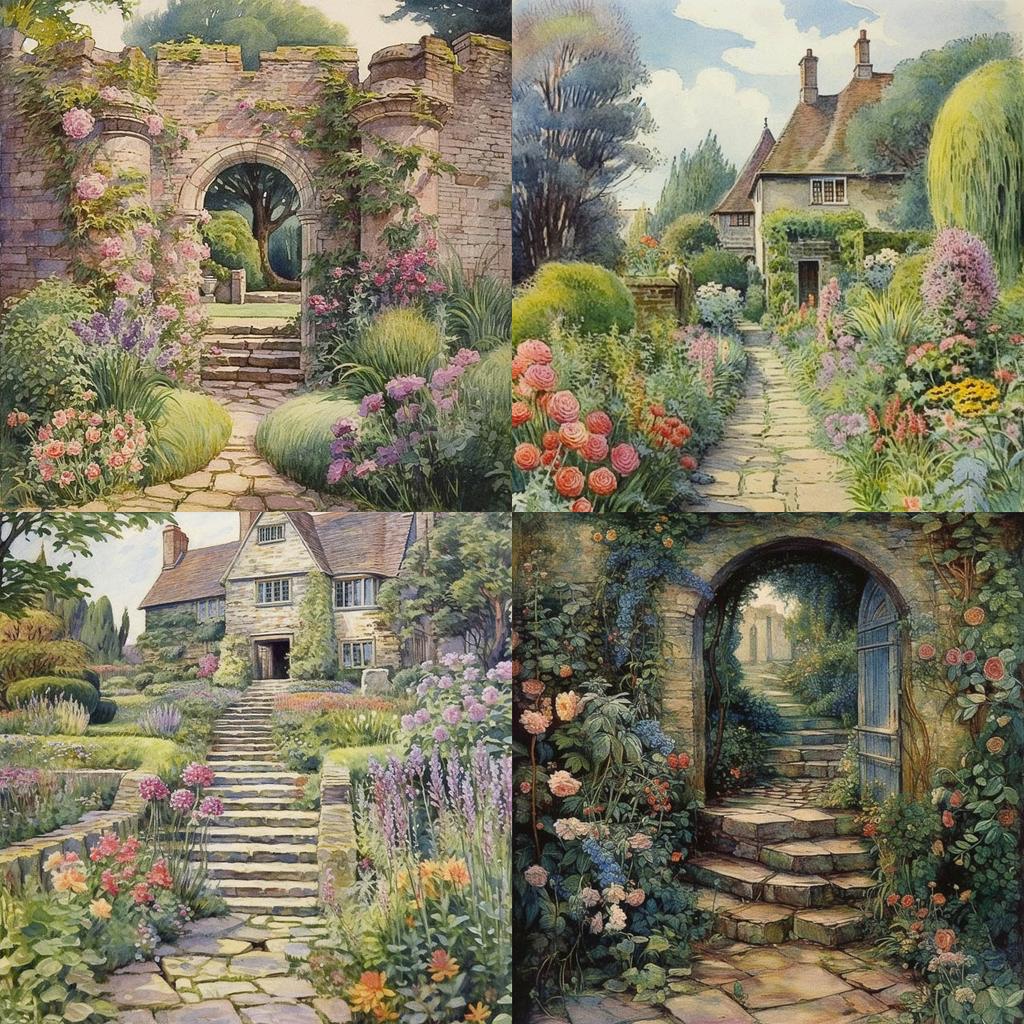 Gertrude Jekyll style, Midjourney V5.1, render 1 of 4