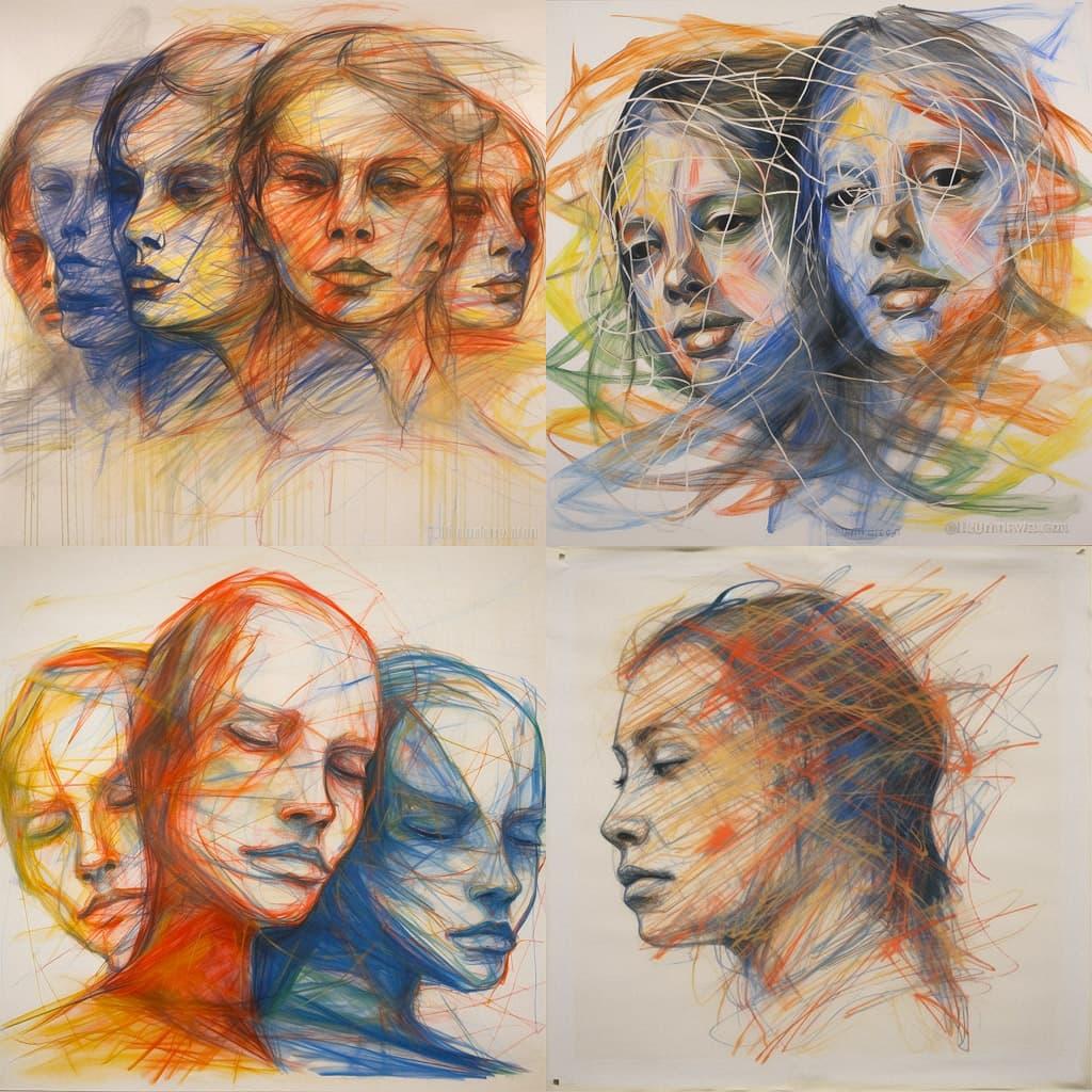 Ghada Amer style, Midjourney V5.1, render 1 of 4