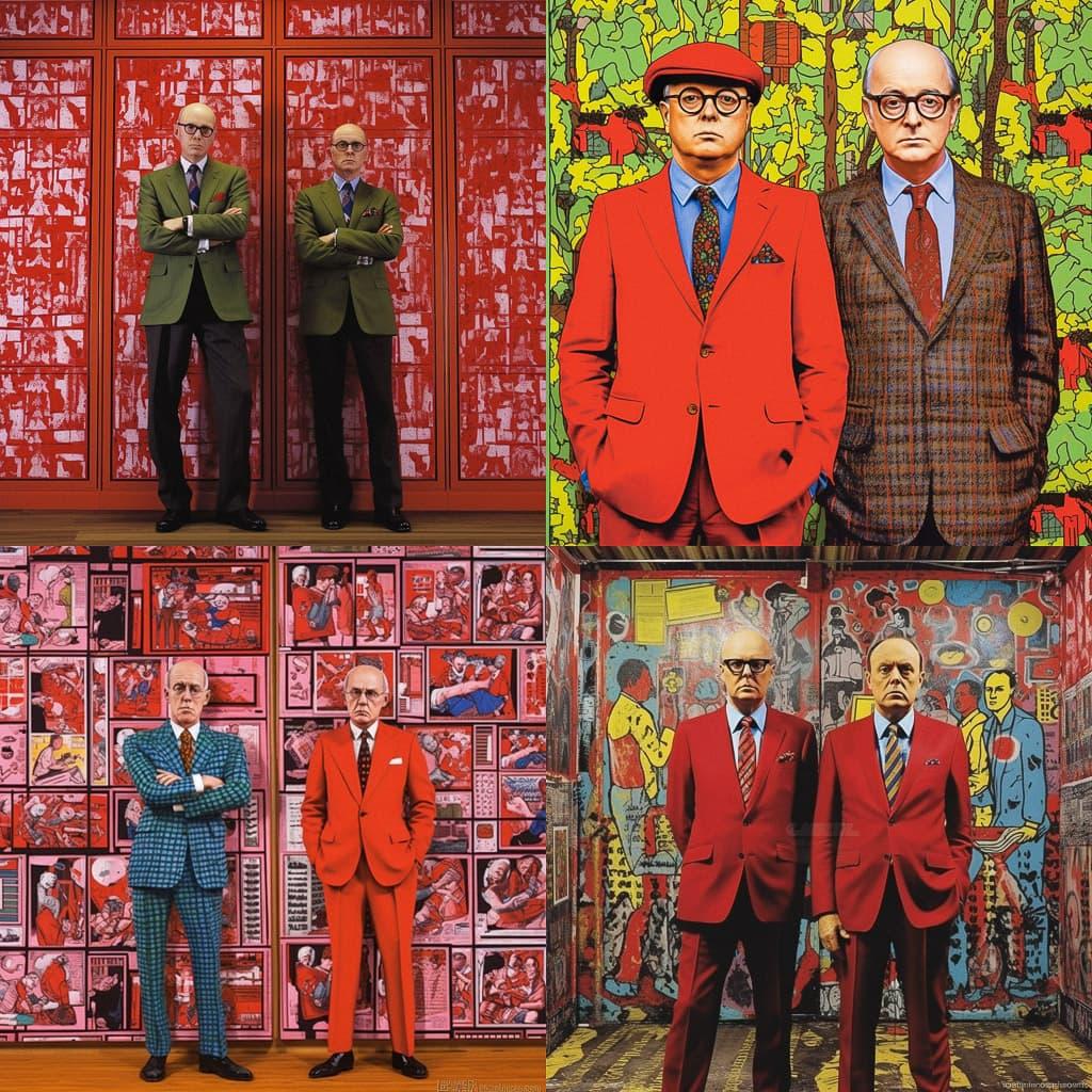 Gilbert and George style, Midjourney V5.1, render 1 of 4