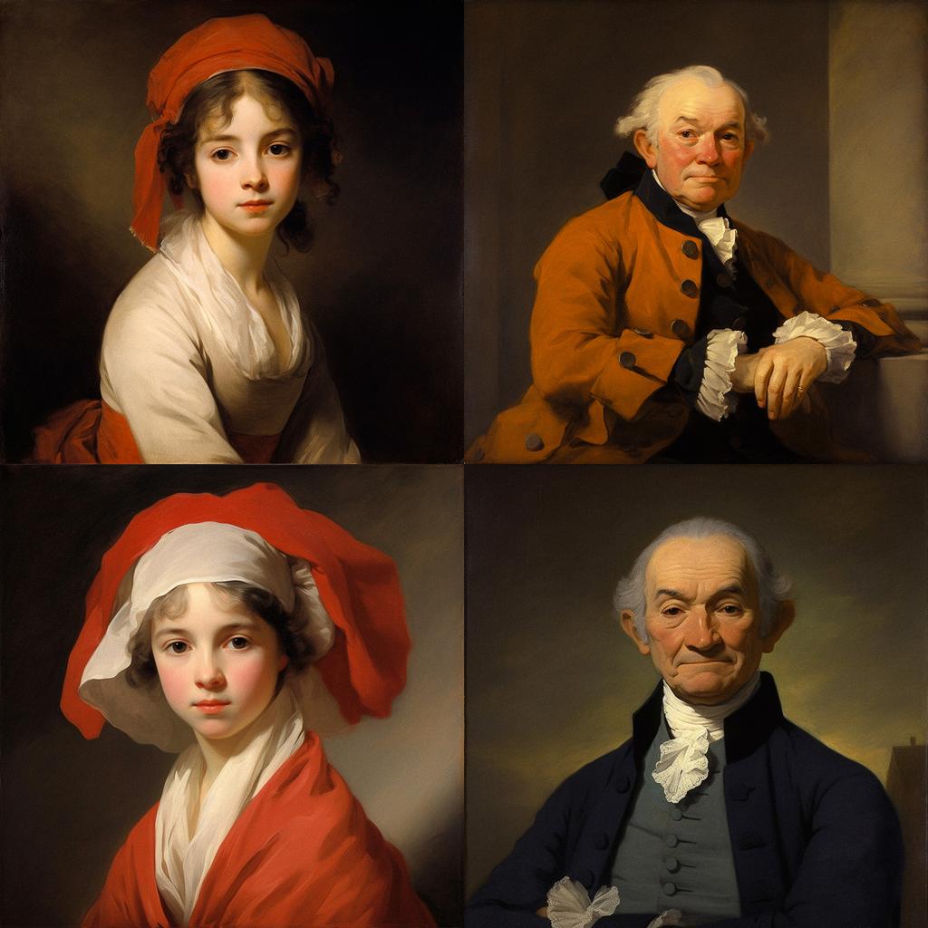 Gilbert Stuart style, Midjourney V5.1, render 1 of 4