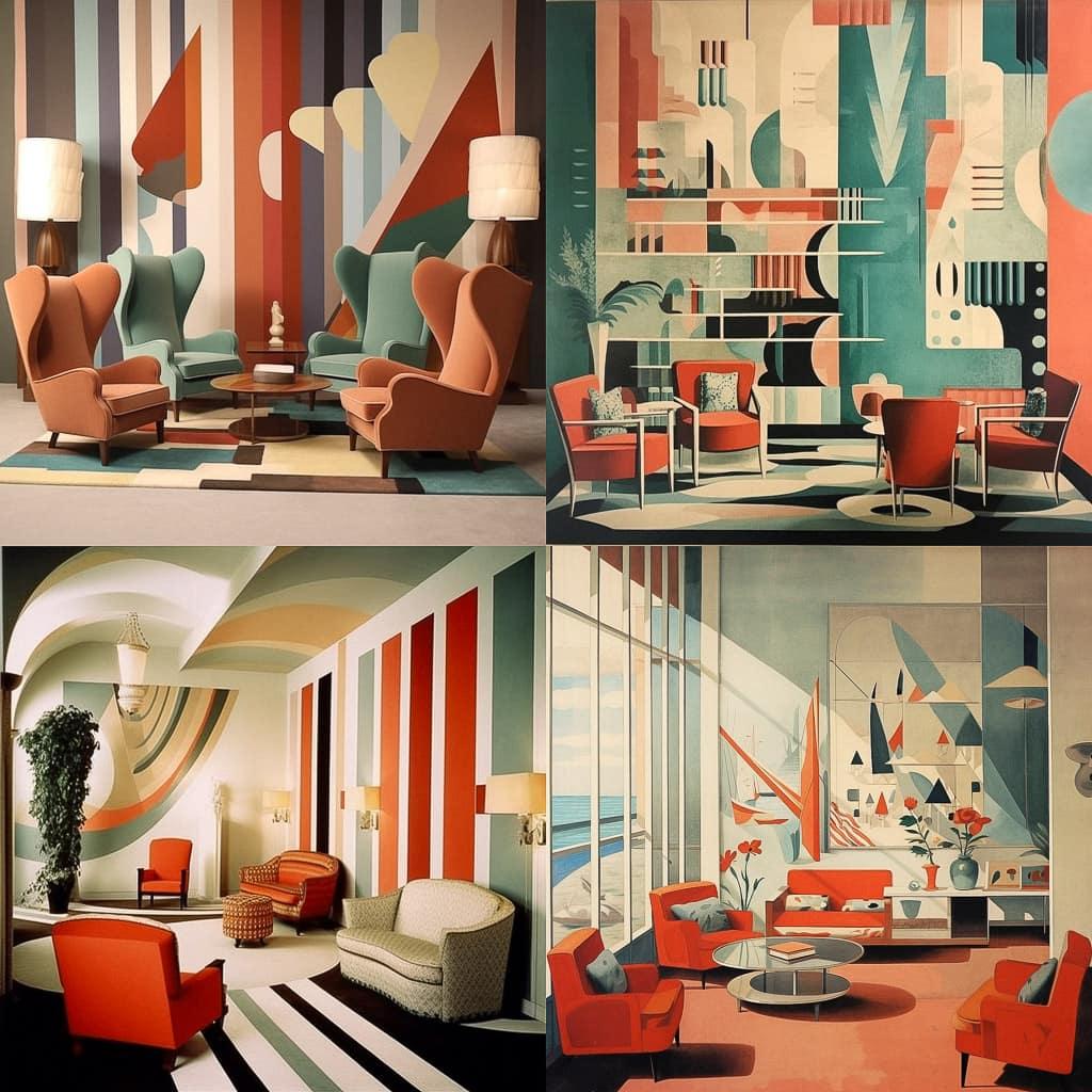 Gio Ponti style, Midjourney V5.1, render 1 of 4