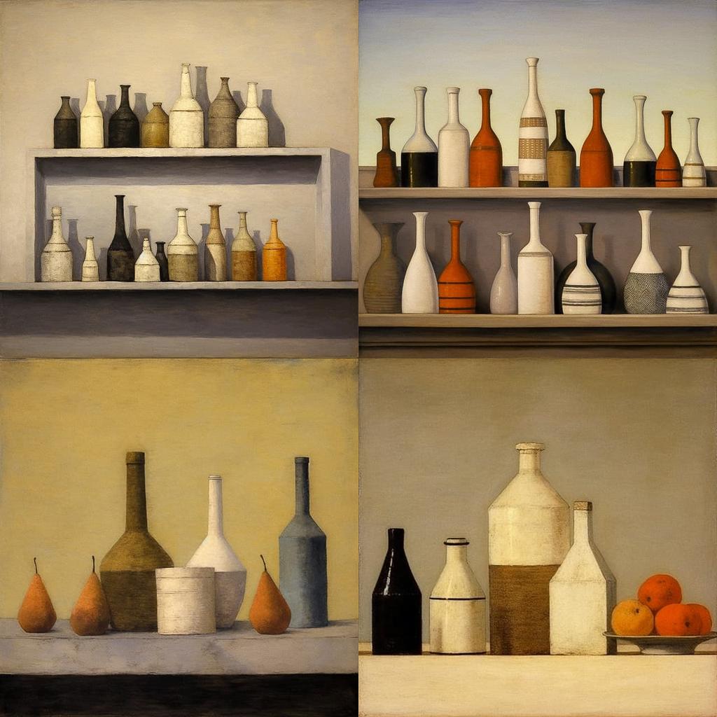 Giorgio Morandi style, Midjourney V5.1, render 1 of 4