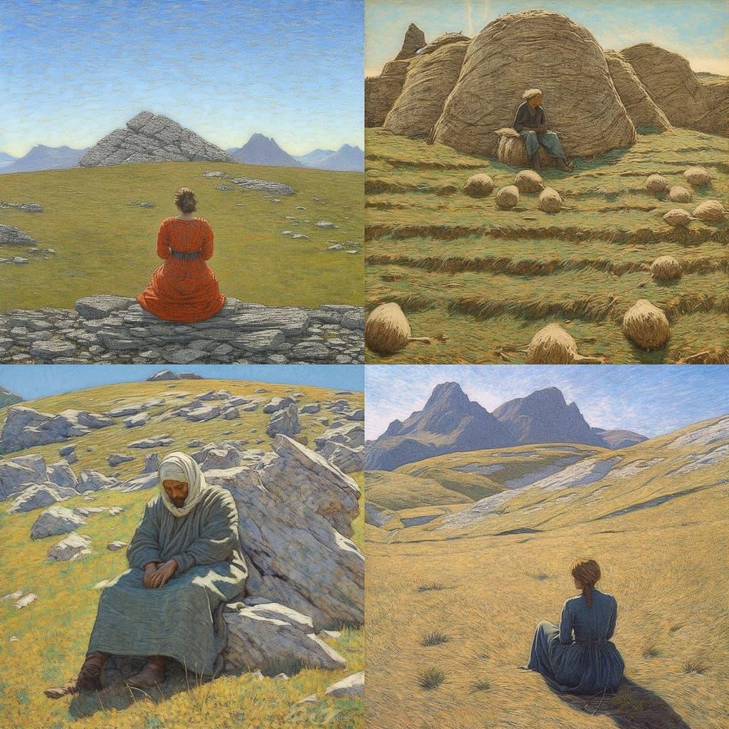 Giovanni Segantini style, Midjourney V5.1, render 1 of 4
