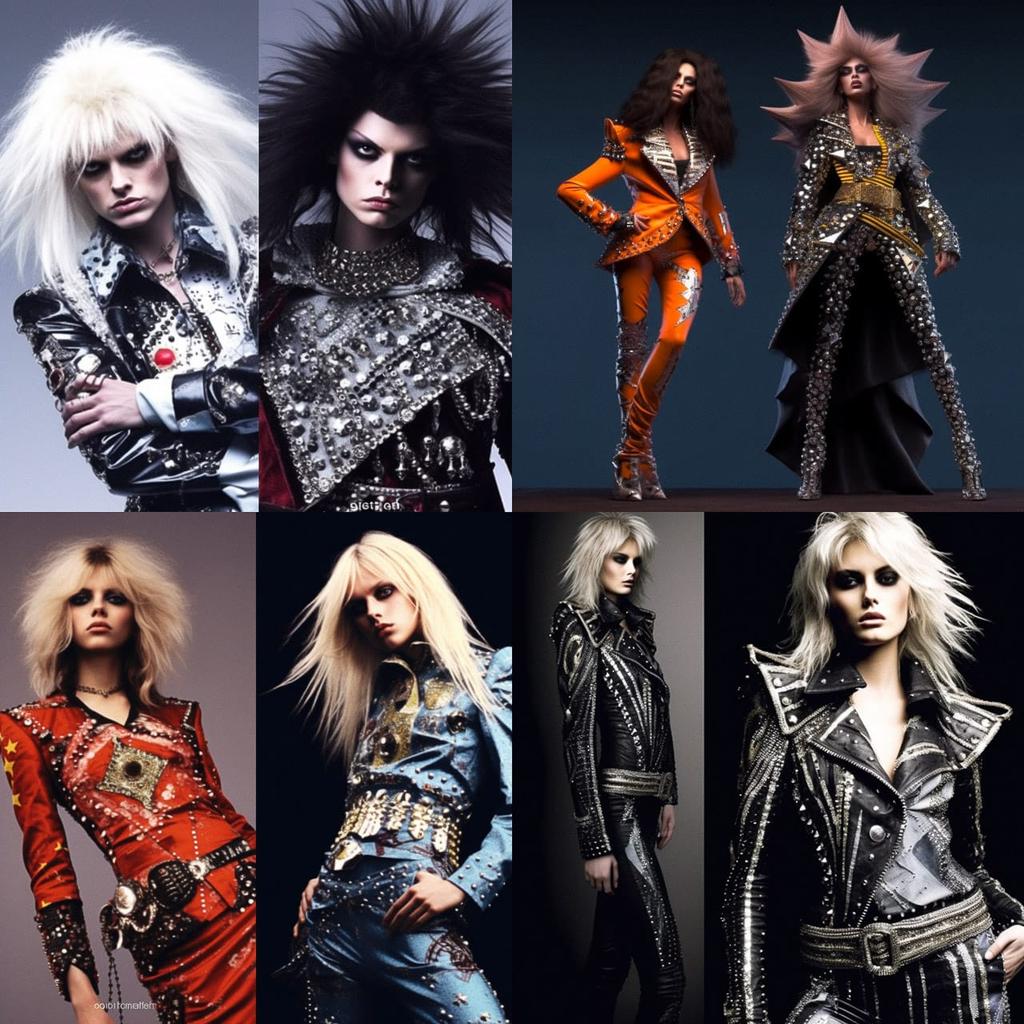 Glam Rock fashion style, Midjourney V5.1, render 1 of 4