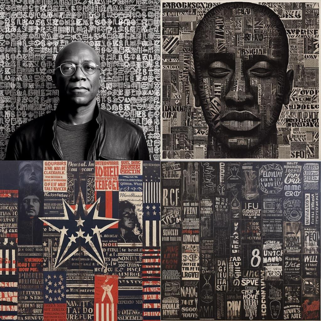 Glenn Ligon style, Midjourney V5.1, render 1 of 4