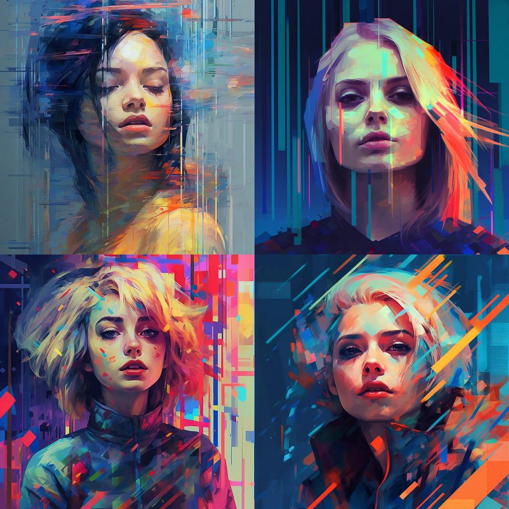 Glitchy style, Midjourney V5.1, render 1 of 4