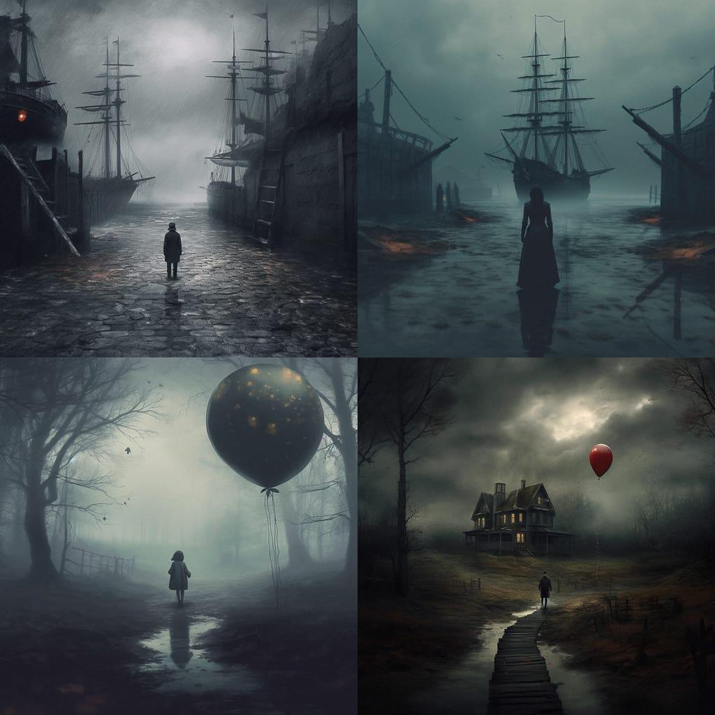 Gloomy atmosphere style, Midjourney V5.1, render 1 of 4