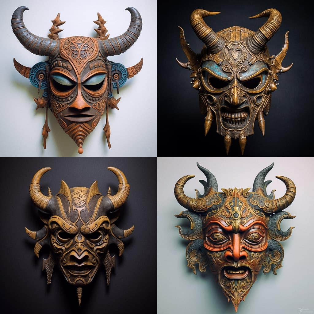 Gnaga mask style, Midjourney V5.1, render 1 of 4