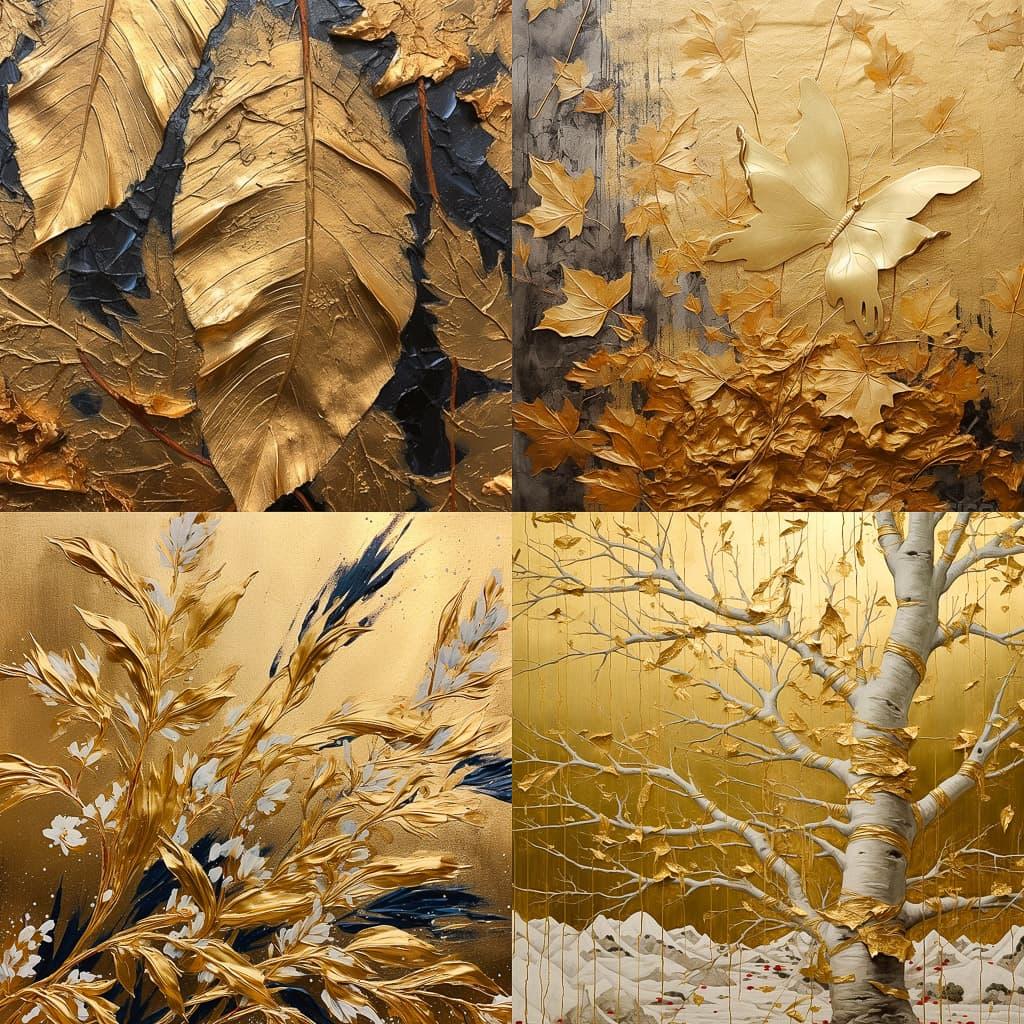 Gold leafing style, Midjourney V5.1, render 1 of 4