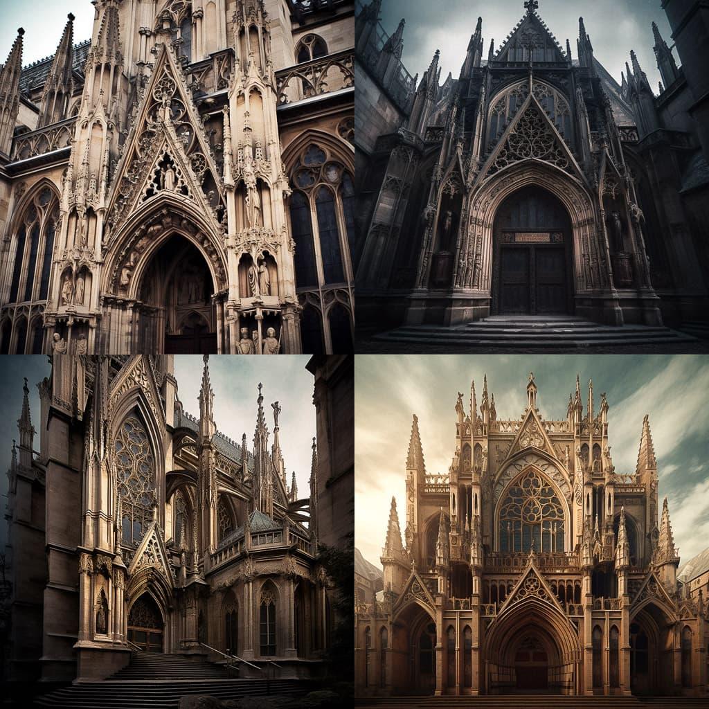 Gothic architecture style, Midjourney V5.1, render 1 of 4