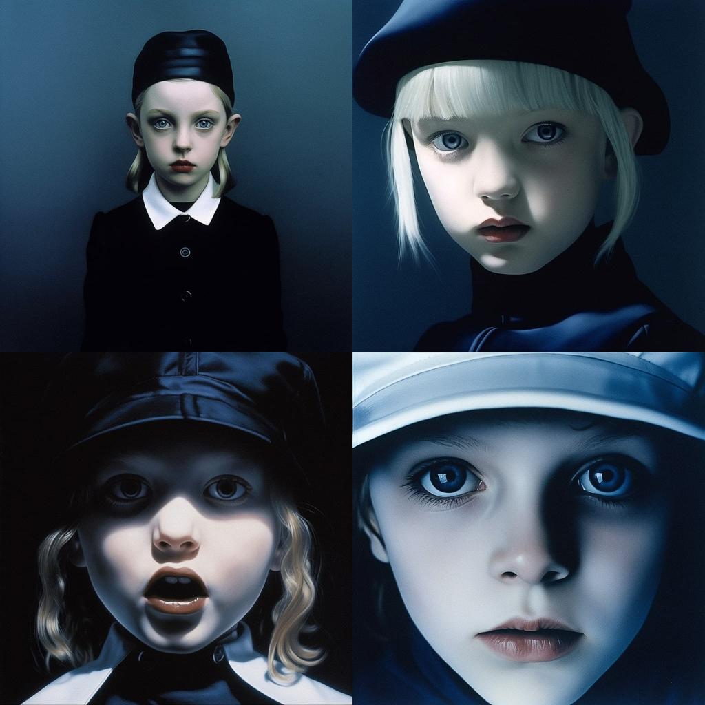 Gottfried Helnwein style, Midjourney V5.1, render 1 of 4