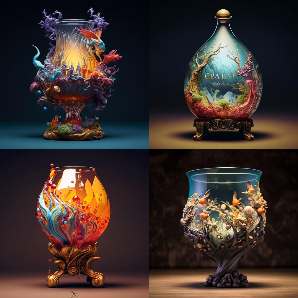 Graal glass style, Midjourney V5.1, render 1 of 4