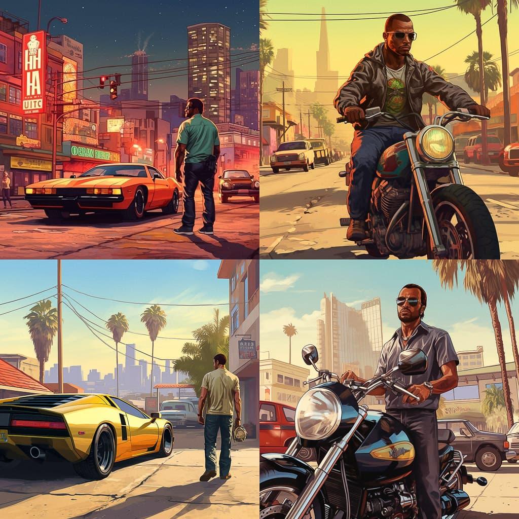 Grand Theft Auto style, Midjourney V5.1, render 1 of 4