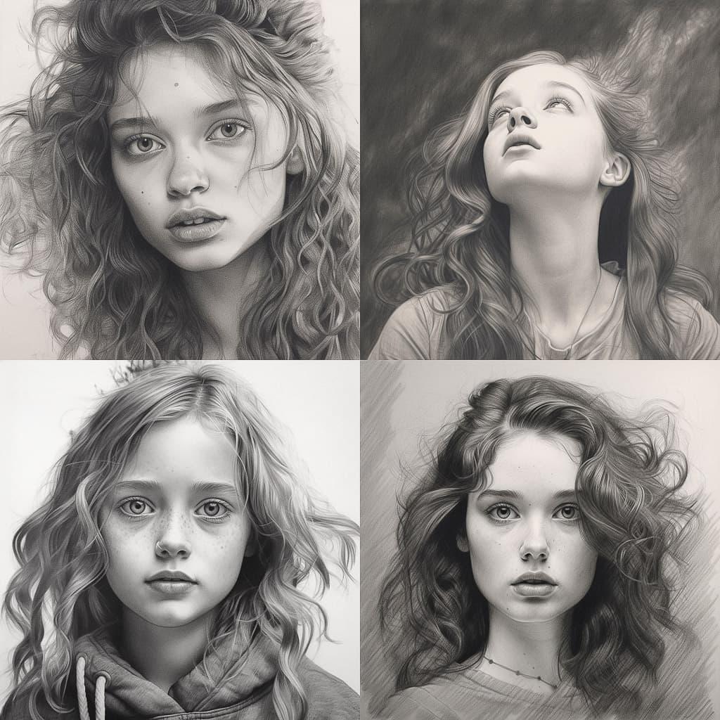 Graphite drawing style, Midjourney V5.1, render 1 of 4