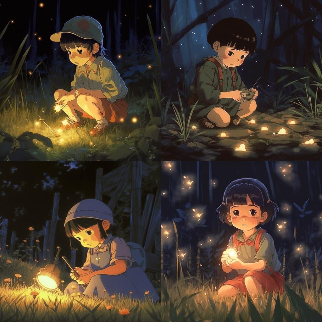 Grave of the Fireflies style, Midjourney V5.1, render 1 of 4