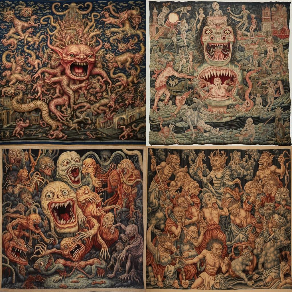 Grotesque tapestry style, Midjourney V5.1, render 1 of 4