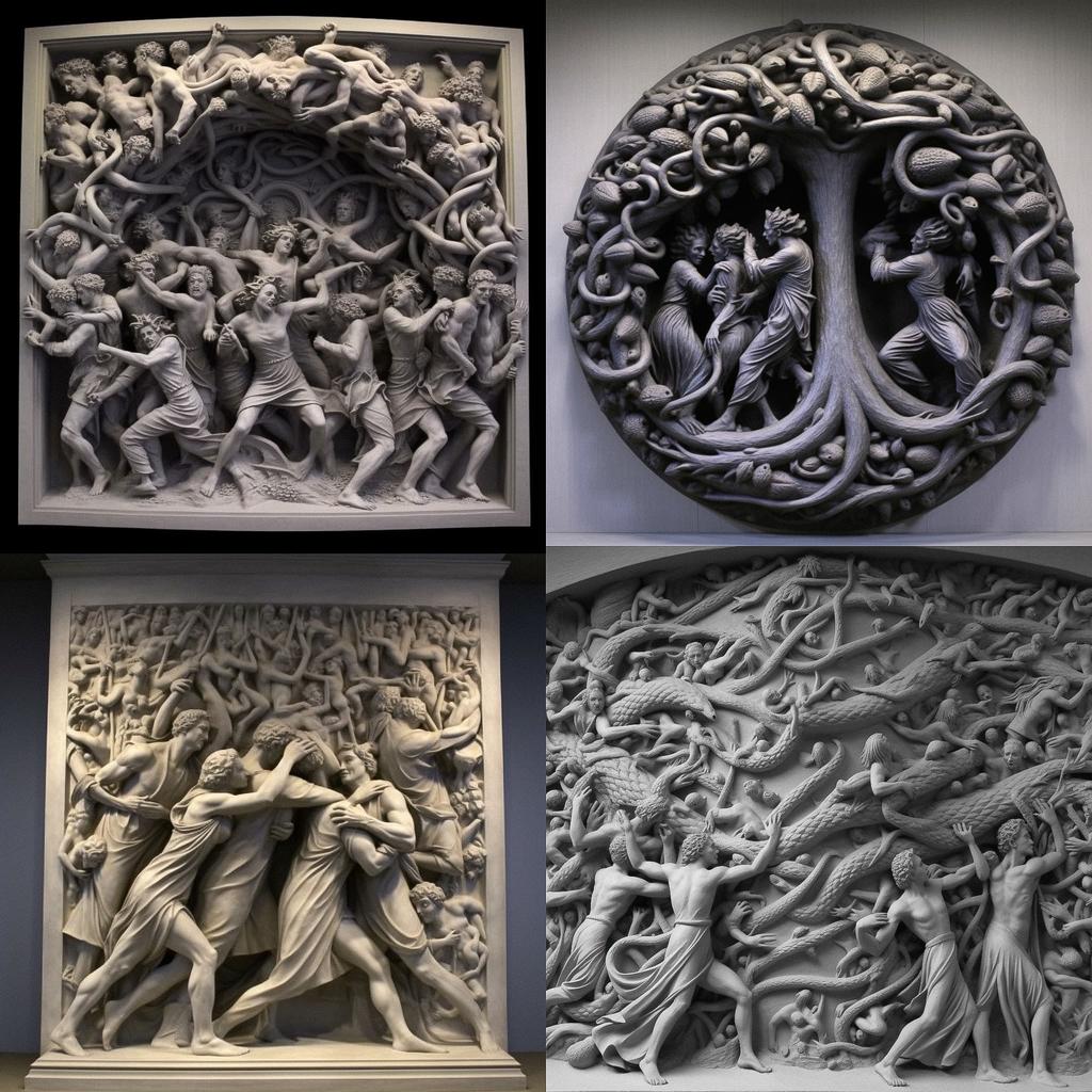 Gustav Vigeland style, Midjourney V5.1, render 1 of 4
