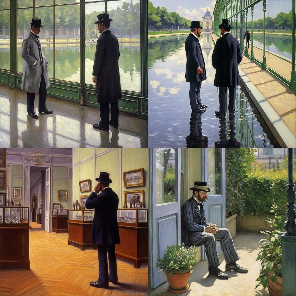 Gustave Caillebotte style, Midjourney V5.1, render 1 of 4