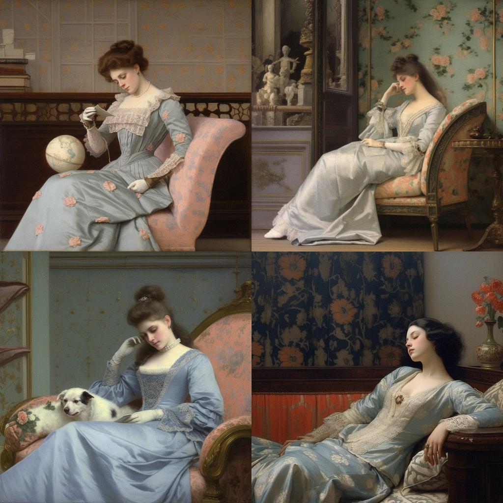 Gustave de Jonghe style, Midjourney V5.1, render 1 of 4