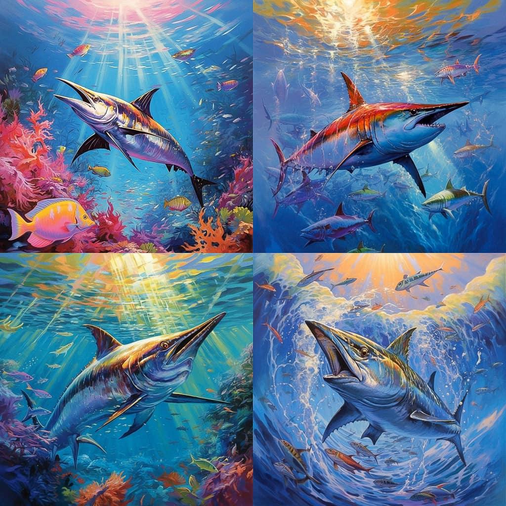Guy Harvey style, Midjourney V5.1, render 1 of 4