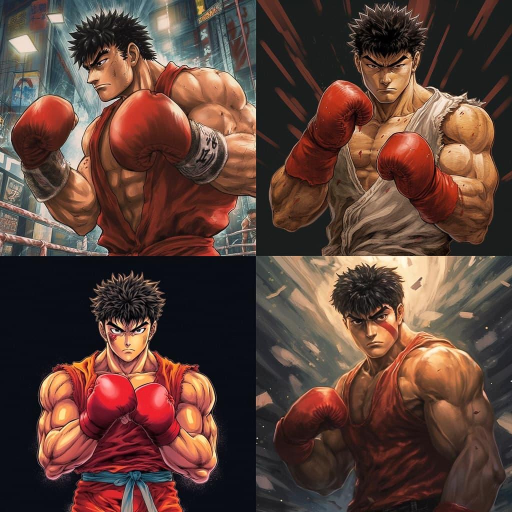 Hajime no Ippo style, Midjourney V5.1, render 1 of 4