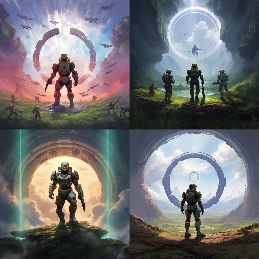 Halo style, Midjourney V5.1, render 1 of 4