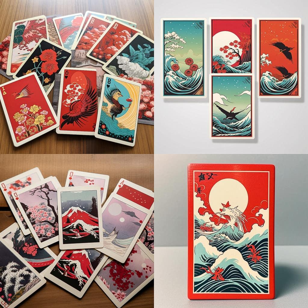 Hanafuda card style, Midjourney V5.1, render 1 of 4