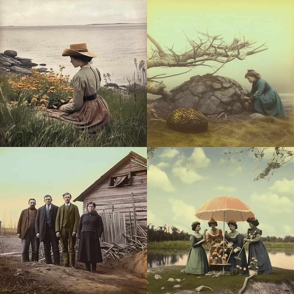 Hand-colored photograph style, Midjourney V5.1, render 1 of 4