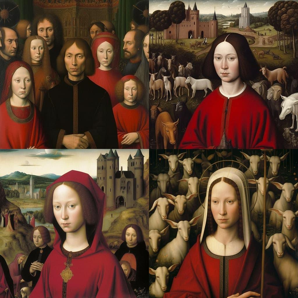 Hans Memling style, Midjourney V5.1, render 1 of 4