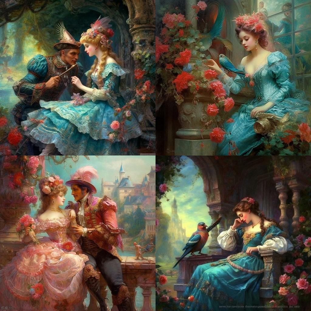 Hans Zatzka style, Midjourney V5.1, render 1 of 4
