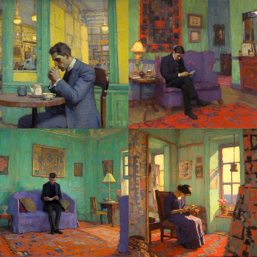Harold Gilman style, Midjourney V5.1, render 1 of 4