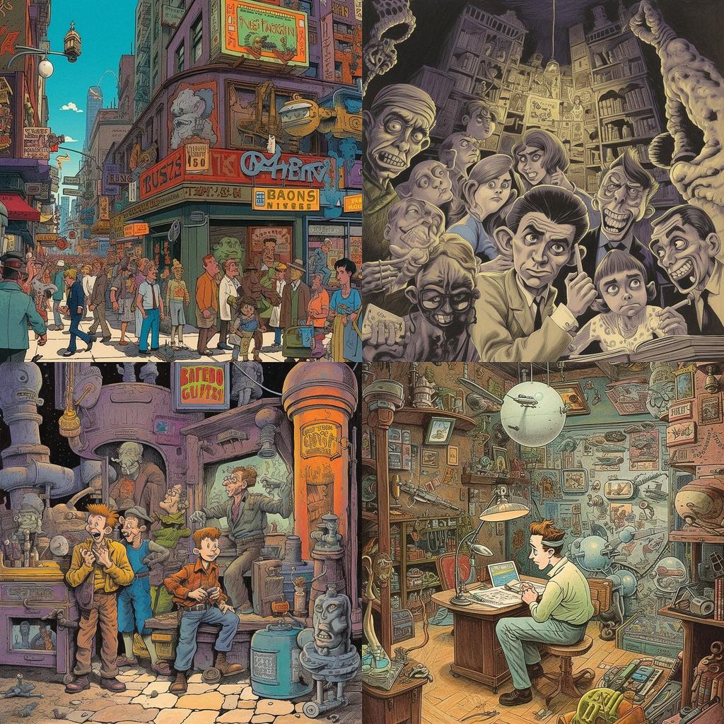 Harvey Kurtzman style, Midjourney V5.1, render 1 of 4