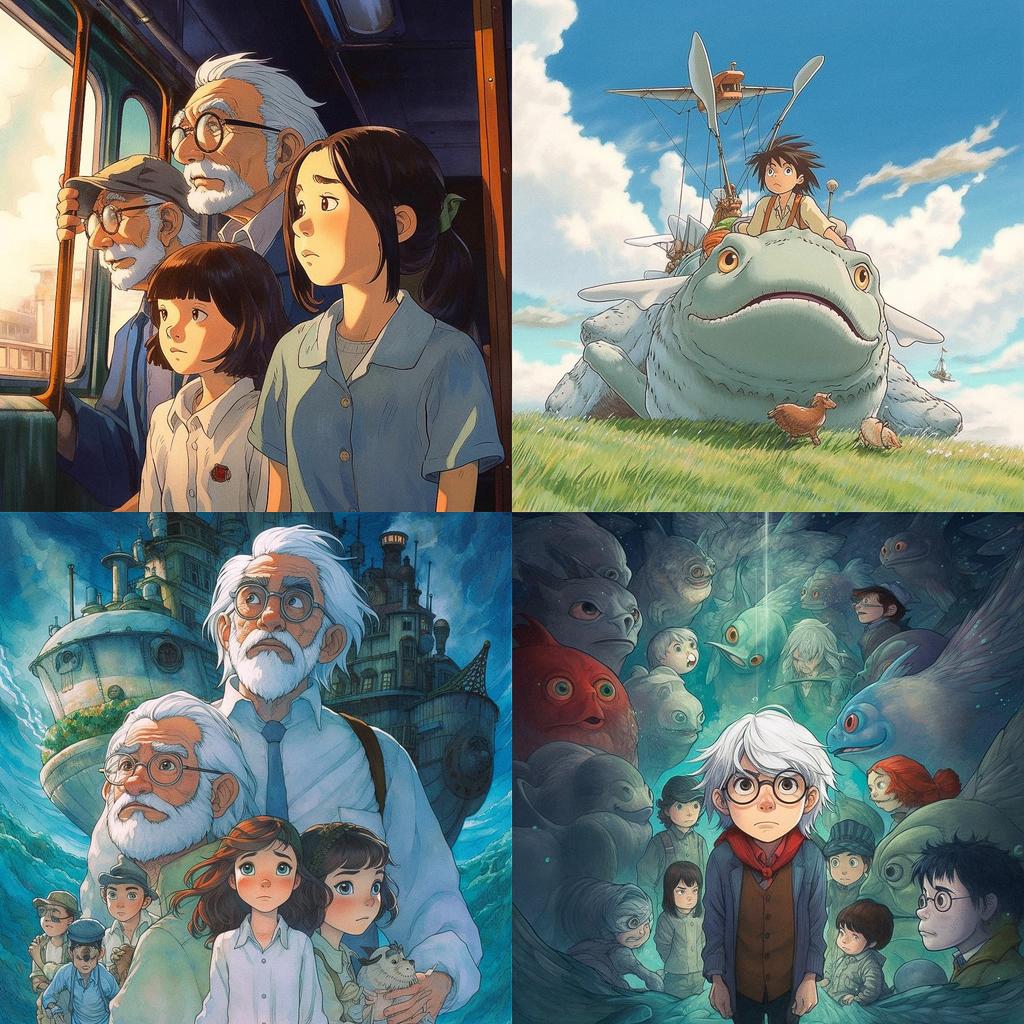 Hayao Miyazaki style, Midjourney V5.1, render 1 of 4