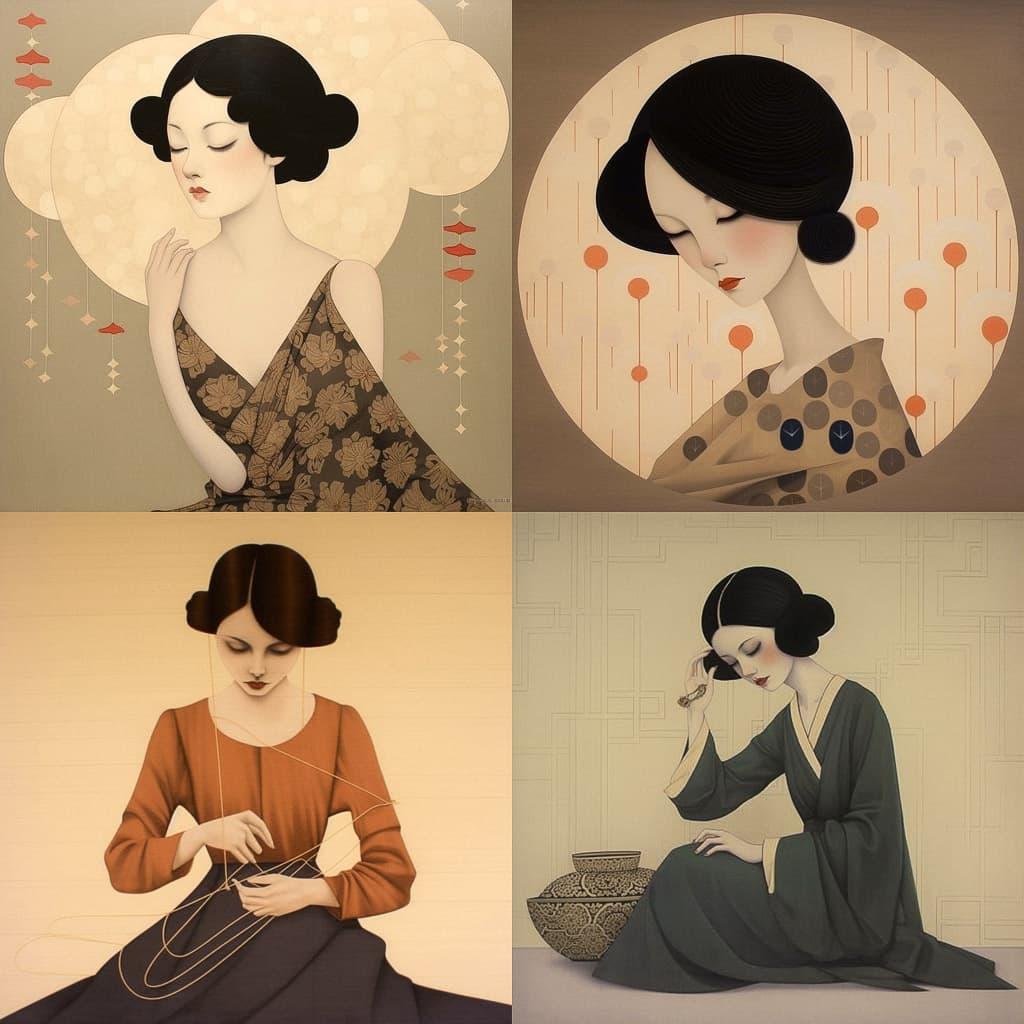 Hayv Kahraman style, Midjourney V5.1, render 1 of 4