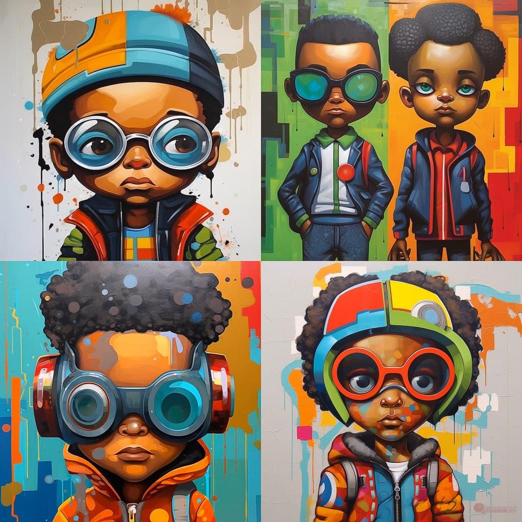 Hebru Brantley style, Midjourney V5.1, render 1 of 4