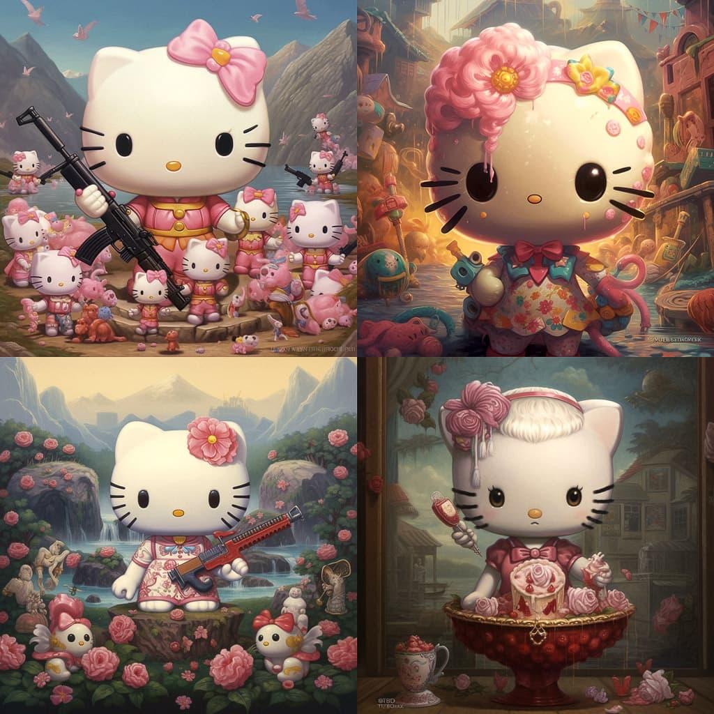Hello Kitty style, Midjourney V5.1, render 1 of 4