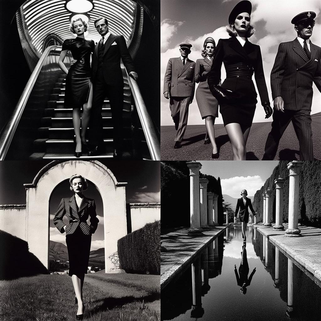 Helmut Newton style, Midjourney V5.1, render 1 of 4