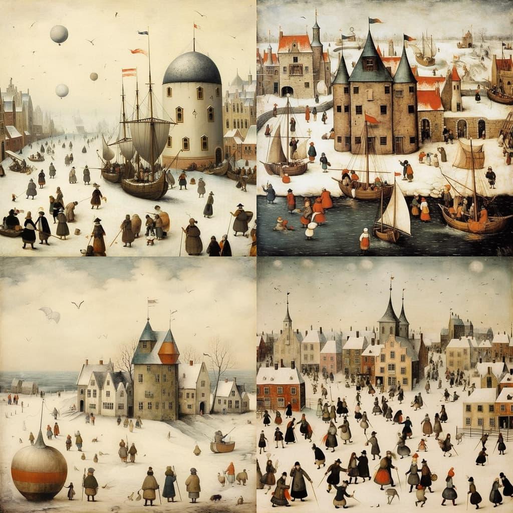 Hendrick Avercamp style, Midjourney V5.1, render 1 of 4