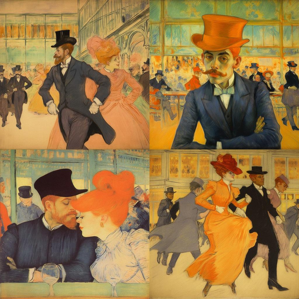 Henri de Toulouse-Lautrec style, Midjourney V5.1, render 1 of 4