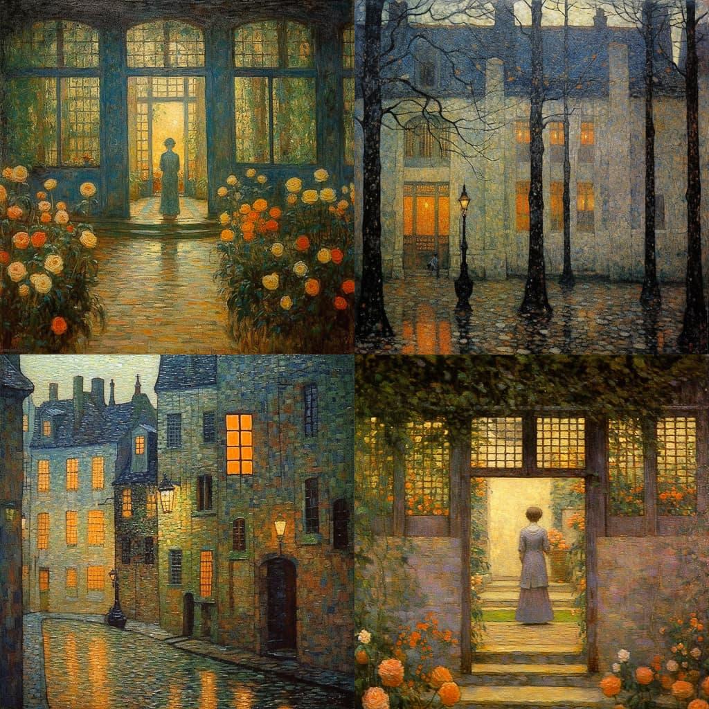Henri Le Sidaner style, Midjourney V5.1, render 1 of 4