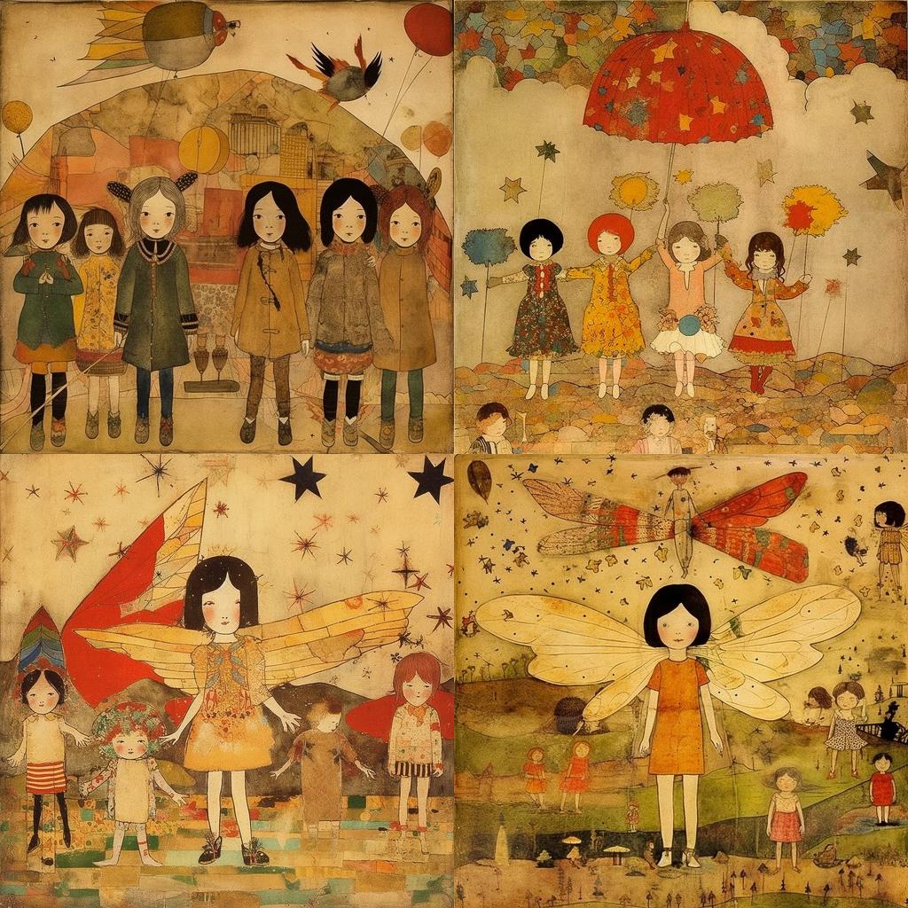 Henry Darger style, Midjourney V5.1, render 1 of 4