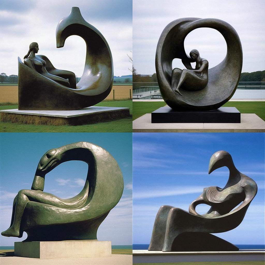 Henry Moore style, Midjourney V5.1, render 1 of 4