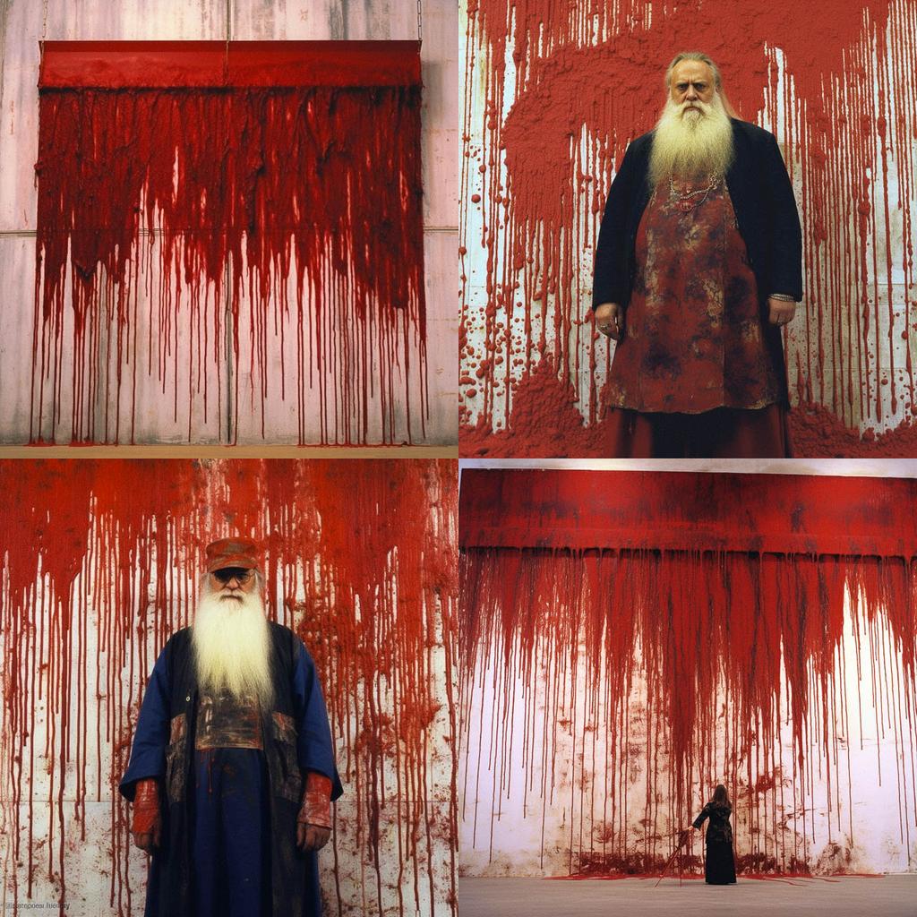 Hermann Nitsch style, Midjourney V5.1, render 1 of 4