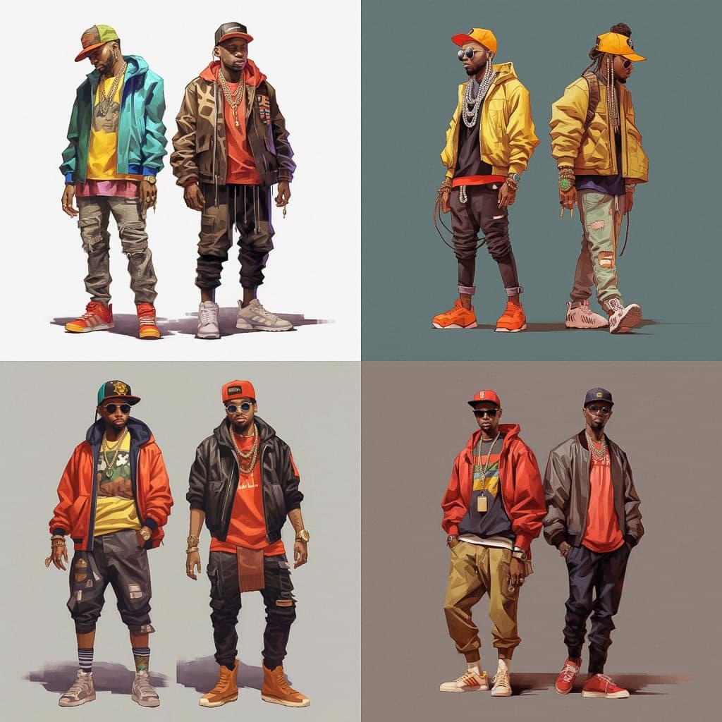 Hip Hop fashion style, Midjourney V5.1, render 1 of 4