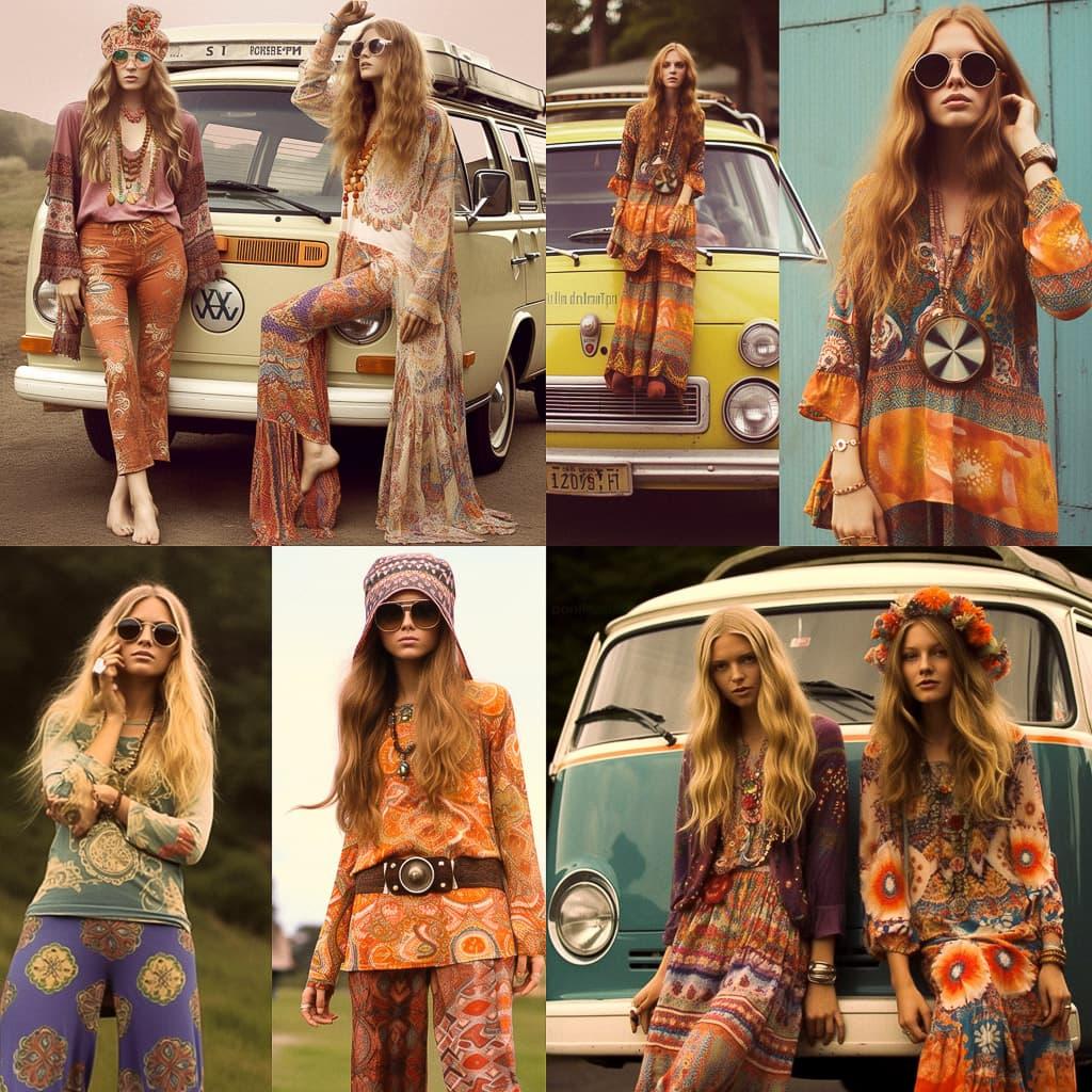 Hippie fashion style, Midjourney V5.1, render 1 of 4