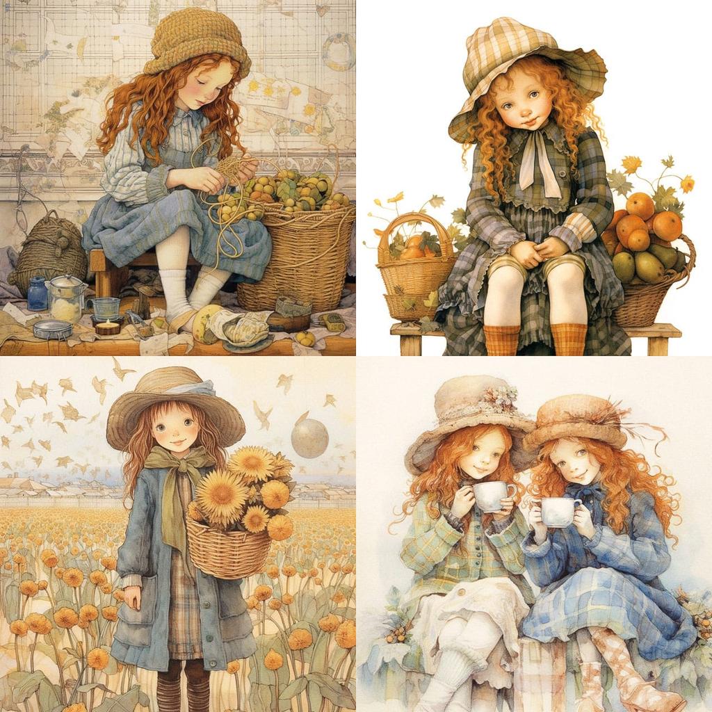 Holly Hobbie style, Midjourney V5.1, render 1 of 4